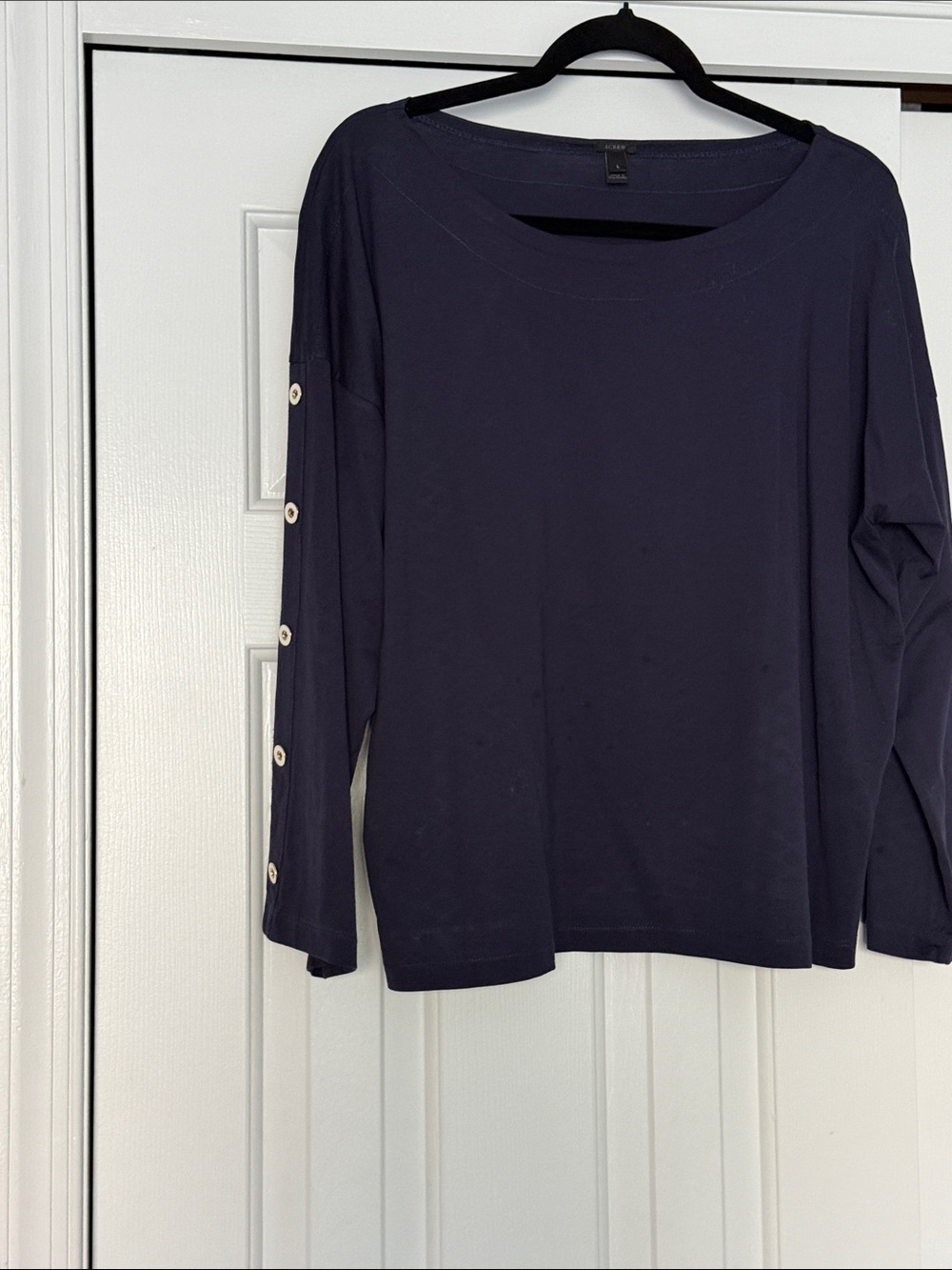 J. Crew Deep Navy Button-Sleeve Long-Sleeve Tee